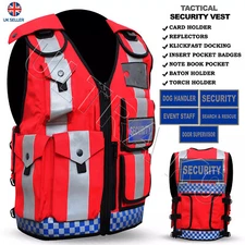 SECURITY VEST TACTICAL VEST DOG HANDLER ENFORCEMENT CCTV VEST REFLECTOR TAC RED