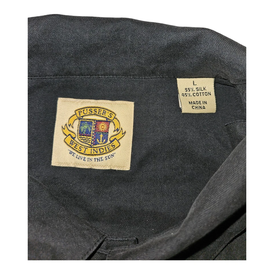 Camisa Pusser's Indias Occidentales Grande Para Hombre Manga Corta Seda/Algodón Vacaciones Hawaii Foto 2 de 4