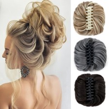 Highlight Clip in Messy Bun Hair Piece Extension Hair Claw Clip Wedding Updo US