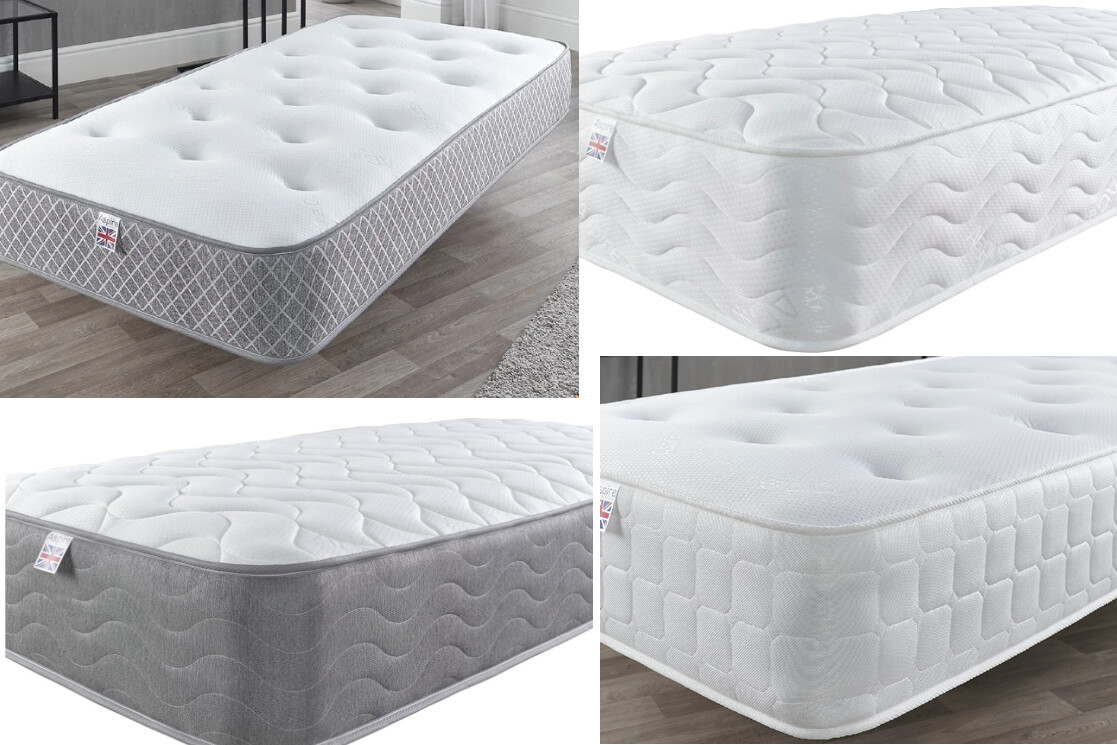 Aspire 19cm Deep SHORTY or SMALL SINGLE Sprung Mattress UK Made