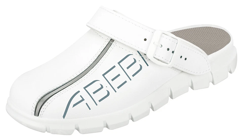 ABEBA Berufsschuhe Dynamic OB Clog weiß mit Aufdruck Arbeitsschuhe