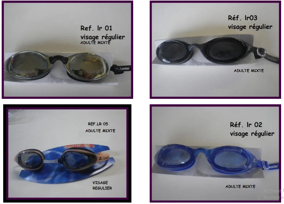 PAIRE DE LUNETTES DE NATATION PISCINE PLONGEE ZLEADER ANTI BUEE 100% UV