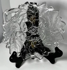 Vintage Indiana Glass 6.5”x6” Wild Rose Glass Snack Plate Excel. Used Condition