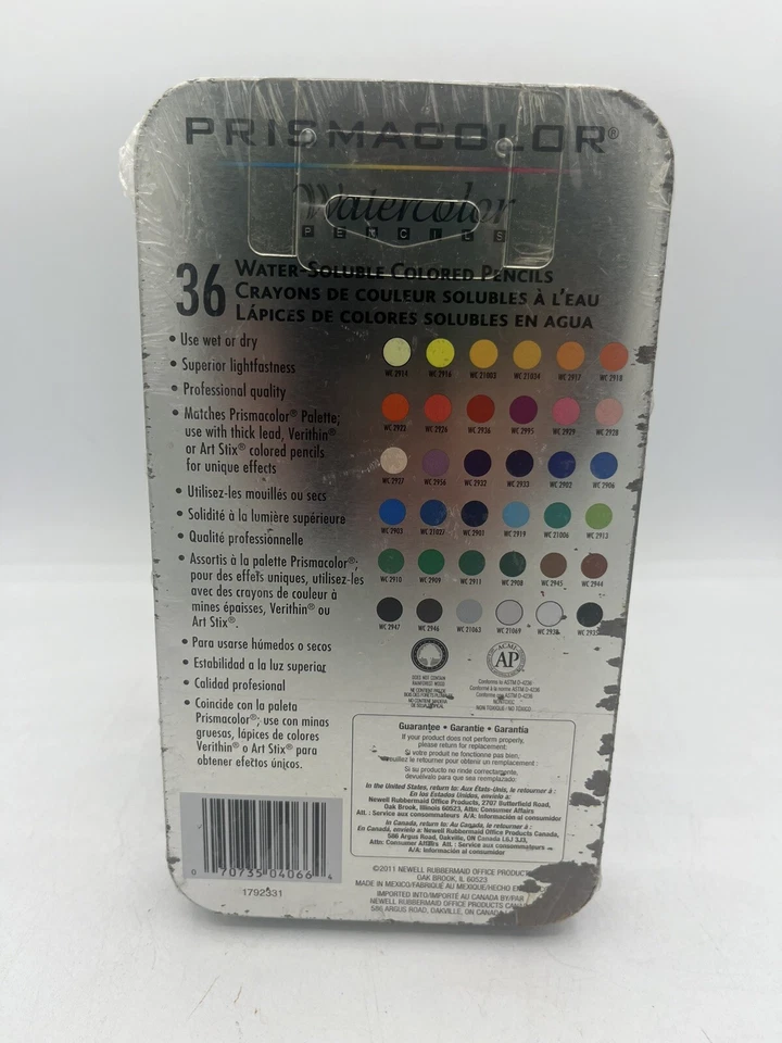 Lápices de colores solubles en agua Prismacolor Premier 36 en contenedor de metal  Foto 2 de 4