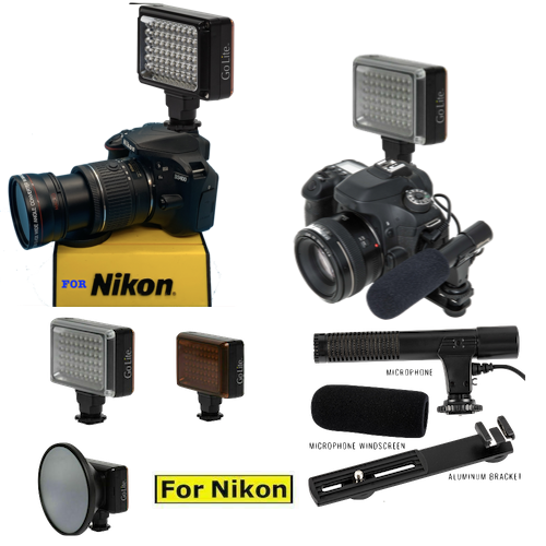 54 LIGHT DIMMABLE LED + VIDEO MIC FOR Nikon D7100 D7000 D5100 D3200 D3100 D3400  - Picture 1 of 5