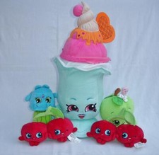 Lote de 5 juguetes de peluche Shopkins helado helado manzana cactus cereza LIMPIOS