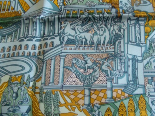 Hermès Scarf, L'ATLANTIDE by Annie Faivre, 1995 New + box. - Picture 4 of 19