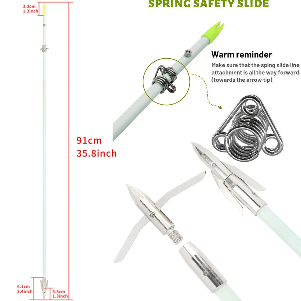 36" flechas de pesca arco próprio estilingue noturno de fibra de vidro e flecha pontas de flecha pesca - Imagem 3 de 4