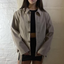 Y2k Mia Moda Cream Brown Soft Feel Long Sleeve Blazer Style Jacket Size 18