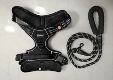 No Pull Dog Harness w/ Heavy Duty 5ft Leash, Reflective No-Choke (Black, X-Large