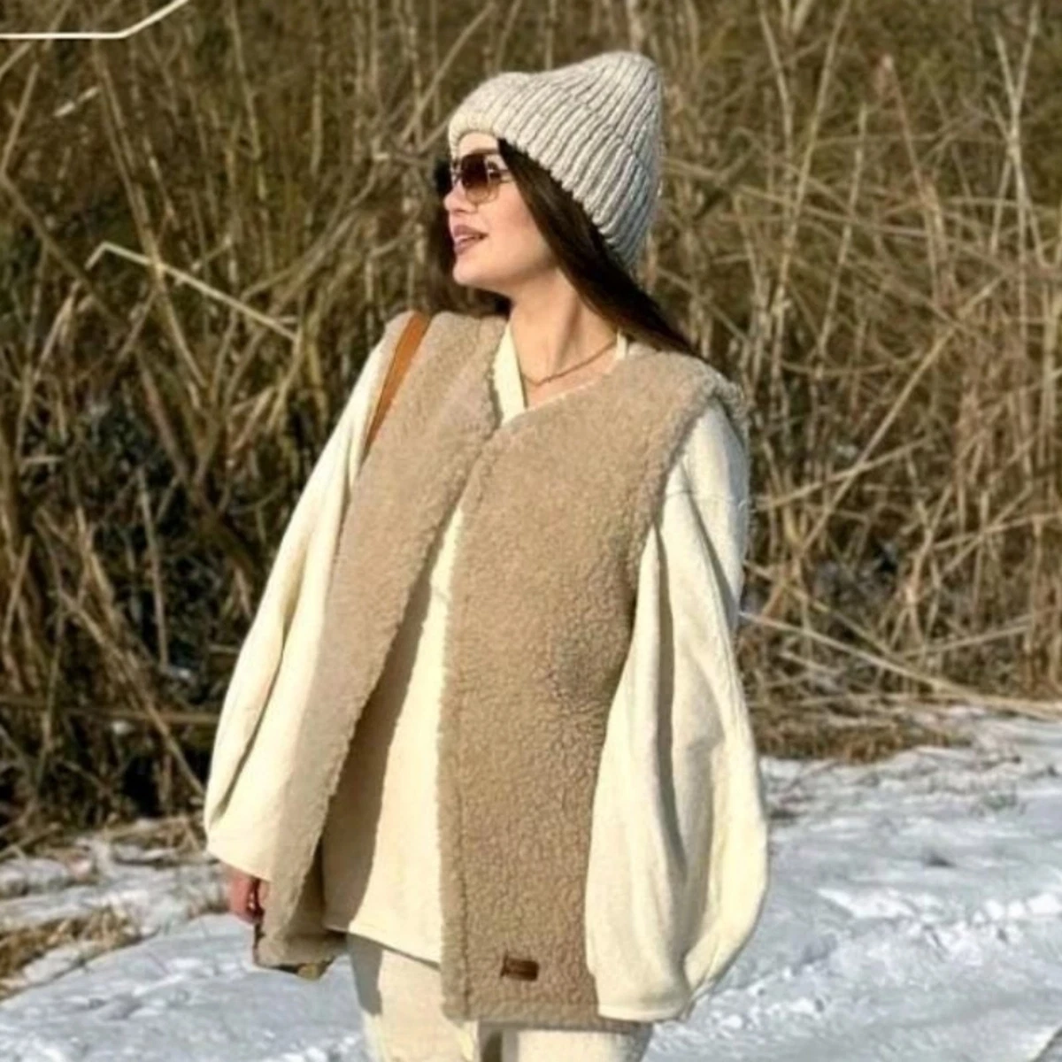 Sale! Damen Herren Weste aus 100% Merinowolle. Beige 