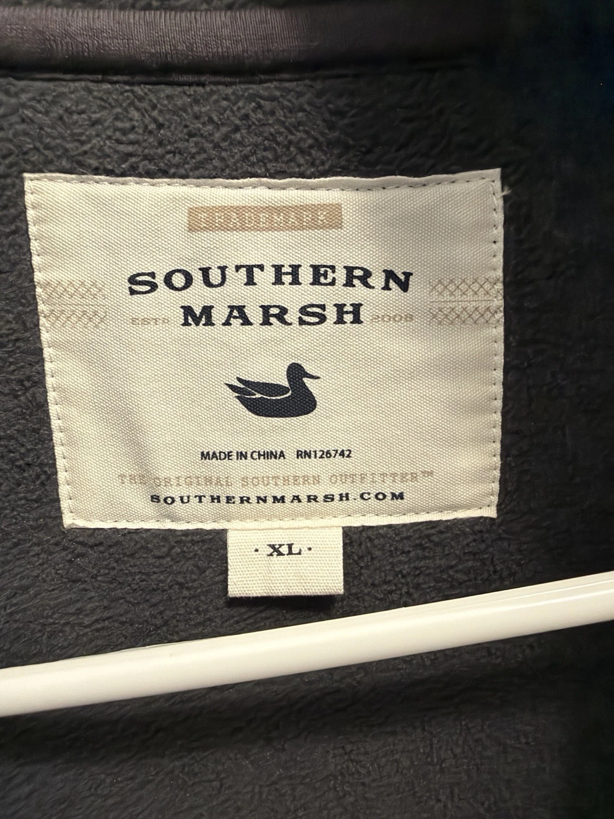Southern Marsh Men's XL Gray Fleece Full Zip Vest Blue Trim Stand-Up Collar - product detail image 2