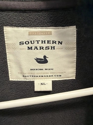 Southern Marsh Men's XL Gray Fleece Full Zip Vest Blue Trim Stand-Up Collar image 2