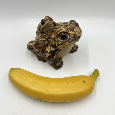 Shigaraki Ware Japan Frog Toad & Baby Good Luck 3.75'' T x 4.75'' L  Lucky