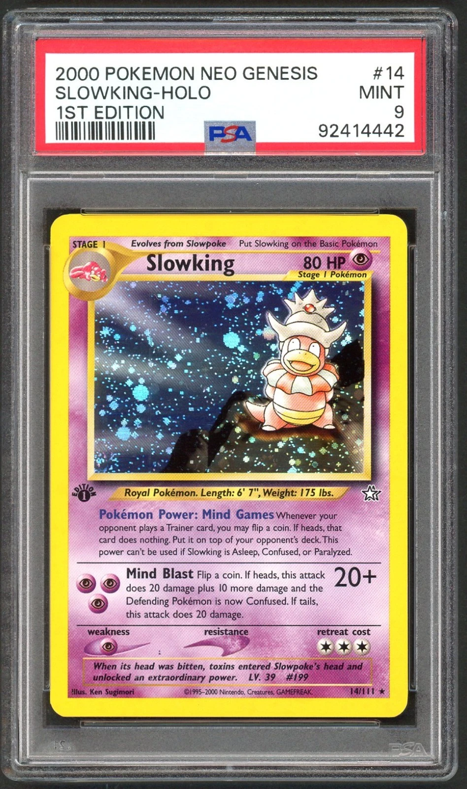 Pokemon Card - PSA 9 1st Edition Slowking 14/111 - Neo Genesis - MINT - PSA9