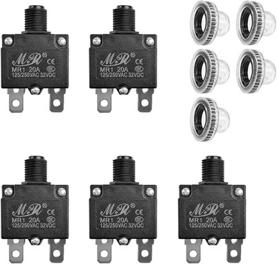 5 PCS 125/250V AC 32V DC 20A Circuit Breaker With Manual Reset With Waterproof