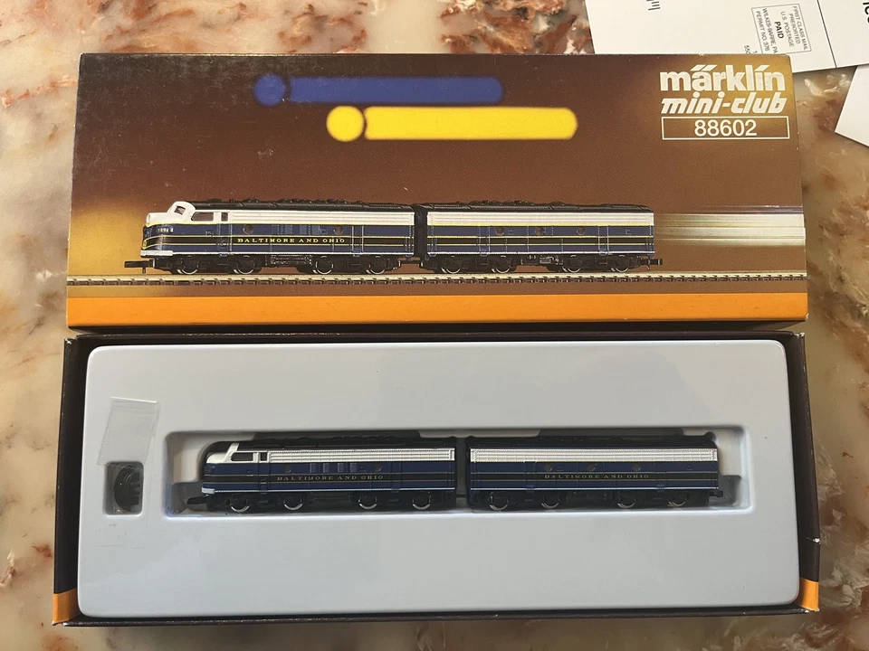 Marklin Z scale Mini Club 88602 F7 A-B Baltimore & Ohio Loco +CC New mint  - Image 2 of 4