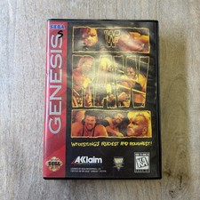 WWF Raw (Sega Genesis, 1994) W/ Case Art (No Manual) Tested & Working