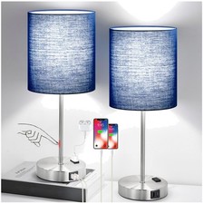 Modern Touch Control Table Lamps Set with USB  AC Outlet