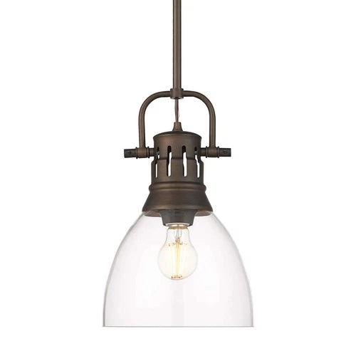 Golden Lighting 3604-S RBZ Duncan 9"W Mini Pendant - Rubbed Bronze / Clear - Picture 1 of 11