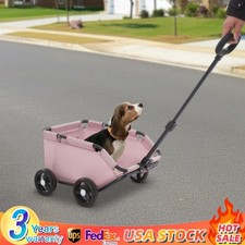 2-in-1 Dog Wagon Stroller for Small Dogs 7.5kg Push Pull Foldable Dog Cart