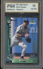 2001 UPPER DECK ROOKIE UPDATE ICHIRO SUZUKI 7 GEM TRIBUTE RC FGA 10 MARINERS
