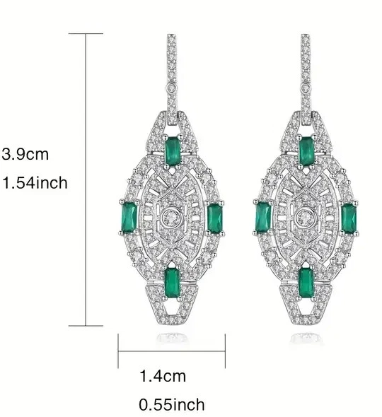 ART DECO ORECCHINI pendenti Alta Manifattura brillanti zirconi LUSSO 🌺D'epoca - Immagine 3 di 4