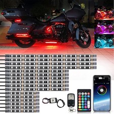 16pcs Motorcycle Rgb Led Strip Light Under Glow Neon Kit Bluetooth App Control