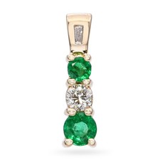 14k Yellow Gold Emerald and Diamond Pendant