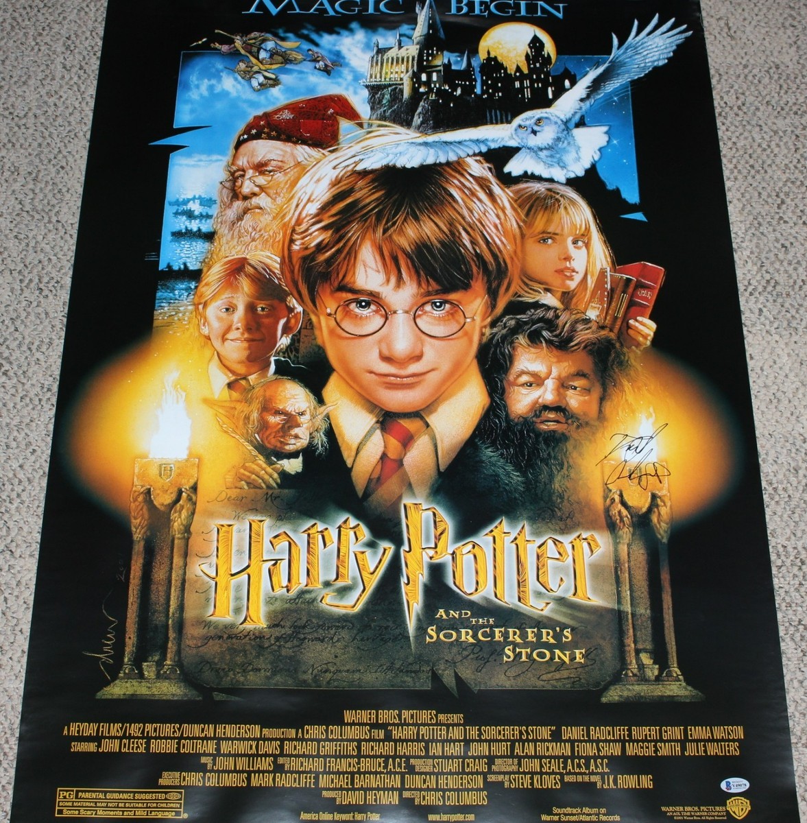 【貴重!!】ハリーポッター 俳優12名サイン入りポスター DANIEL RADCLIFFE SIGNED HARRY POTTER SORCERER'S STONE 27x40 MOVIE