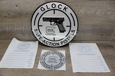 12" Glock Perfection Sign Aluminum/6" Stocking Dealer Sticker /2 Store Hours