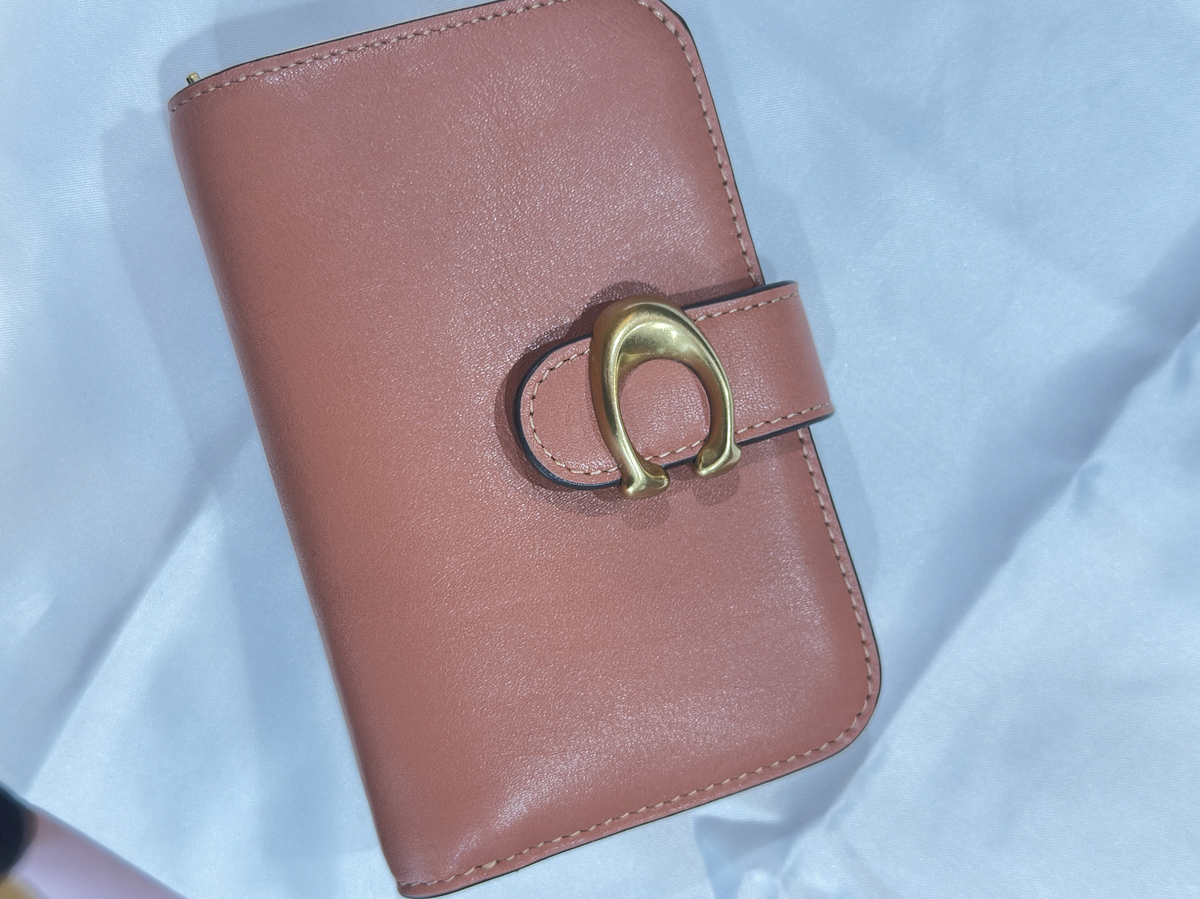 Coach Tabby Wallet Leather Brass C Turnlock Card Case DARK PEACH