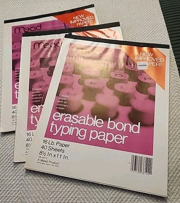 Vintage Mead Erasable Bond Typing Paper ~ 8.5x11'' Typewriter ~ 80 Sheets