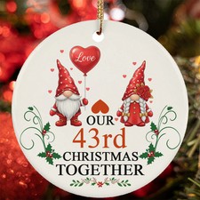Our 43rd Anniversary Christmas Together Ornament 43 Year Gnome Couple Love Gift