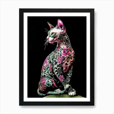 Tattooed Cats Like Yakuza Art Print Framed Wall Art Poster Canvas Print Picture