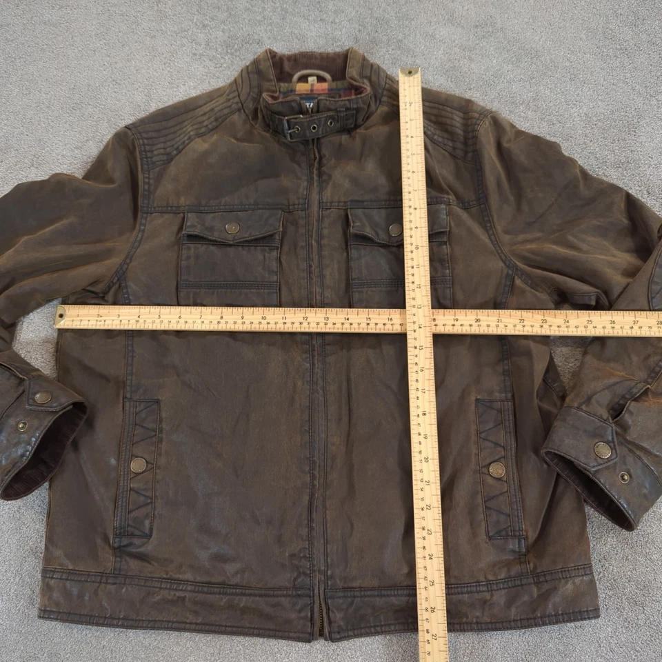 Mantaray Wax Jacket Mens Large Brown Chocolate Bomber Coat Military Quilt Lined - Image 3 of 4