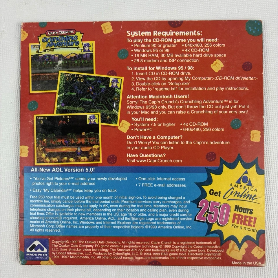 Cap’n Crunch Crunchling Adventure PC Windows Mac Cereal Promo Prize CD captain - Image 3 of 4