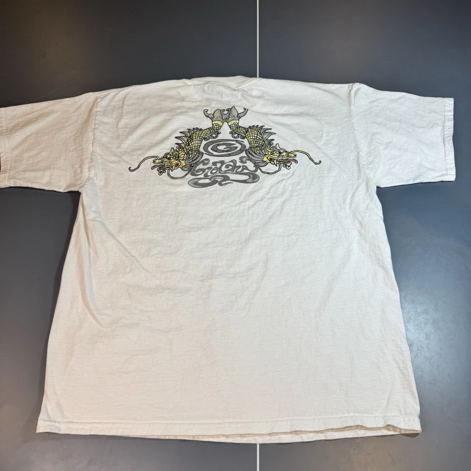 VINTAGE Gotcha Men Shirt Large Dragon Logo Surf Graphic 90s White Y2K Skate - Image 2 of 4