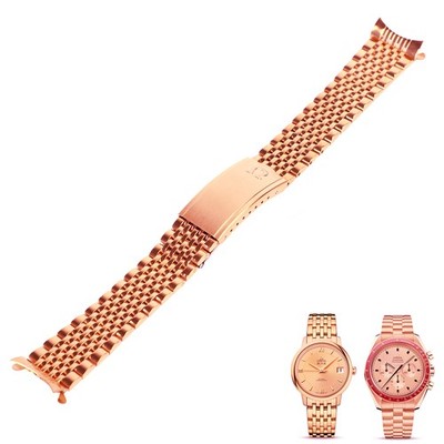 Rose Gold Strap Bracelet Beads of Rice for Omega Speedmaster, DeVille, 18,19,...