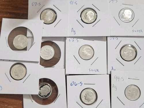 2000's SILVER PROOF Dime Collection 11 Coins 90% SILVER