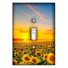 Sunflower Sunset Decorative Single Toggle Light Switch Cover Wall Plate Decor
