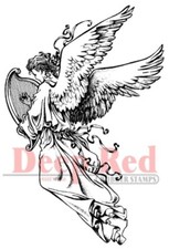 Deep Red Stamps Angel with Harp Rubber Cling Stamp