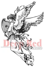 Deep Red Stamps Angel with Harp Rubber Cling Stamp