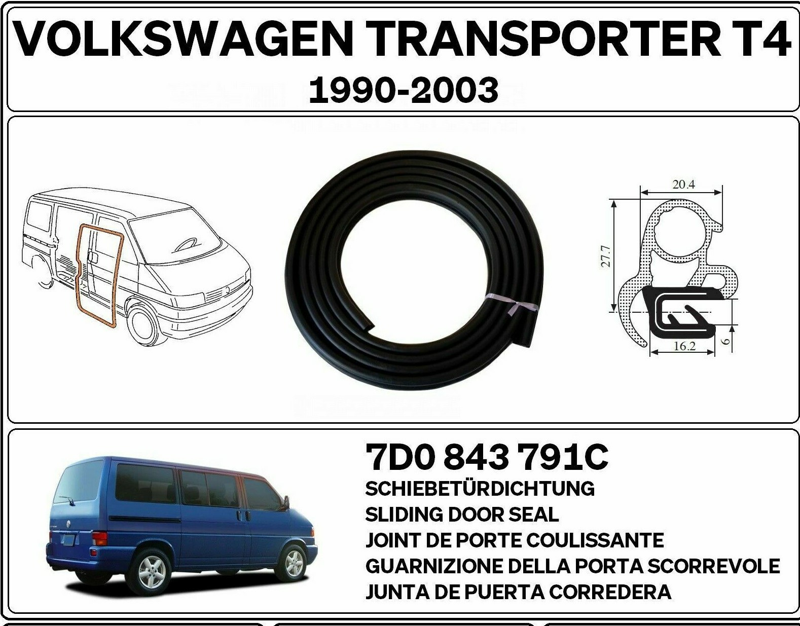 GUIDA RULLI PORTA SCORREVOLE PER VW TRANSPORTER/IV/Bus/CARAVELLE/T4/Mk - Foto 6