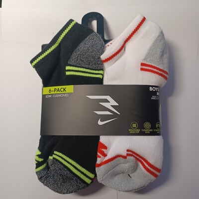 Nike 3Brand Boys 6 Pack Low Cushioned Socks-M-5Y-7Y-Multi Color