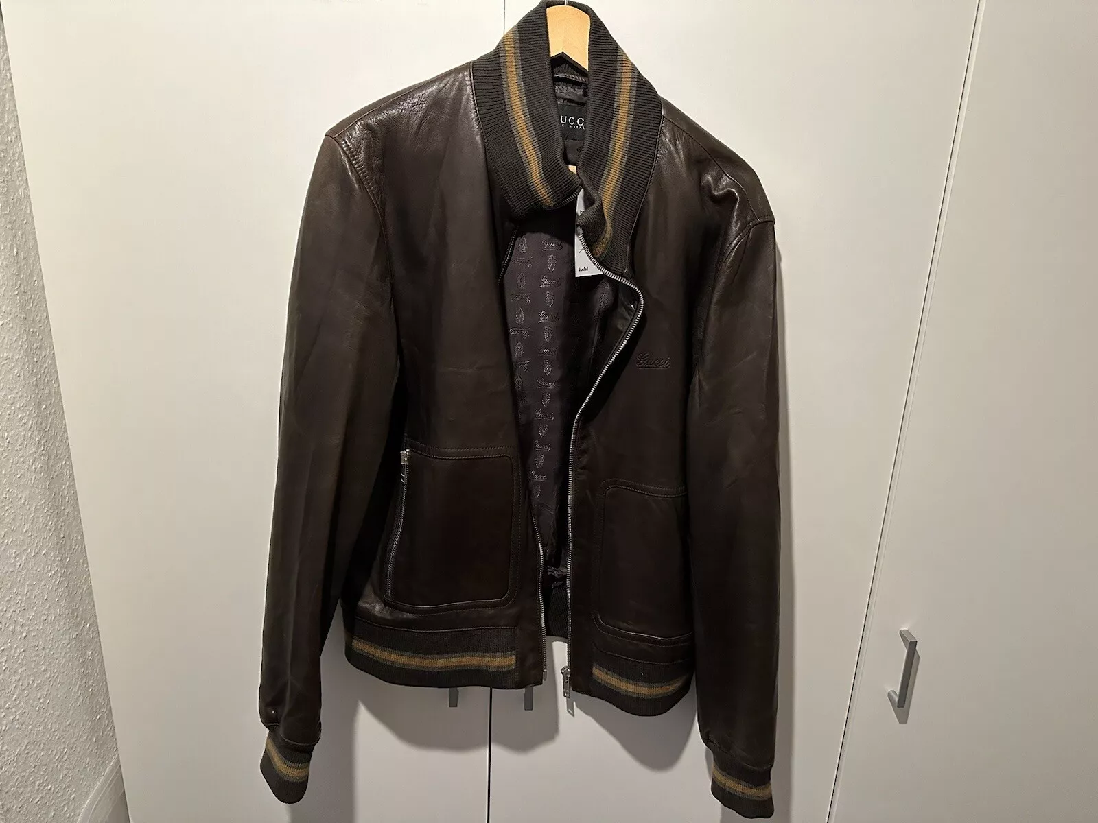 Veste en cuir Gucci taille M L 56 veste en cuir bomber veste Italie veste Gucci