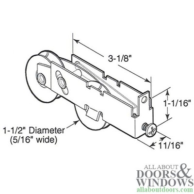 Sliding Glass Patio Door Roller Wheels - 1-1/2" Steel, Prime-Line D1844 Replacement (P-4844)