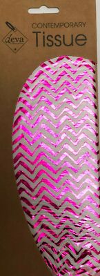 Heiß Rosa Zick Zack Metallic Seidenpapier Geschenkpapier Deva 4 Blatt 50 x 70 cm