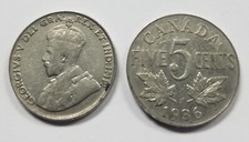1936 Canada 5 c  | Circ | Canadian 5 cents nickel coin | King George V