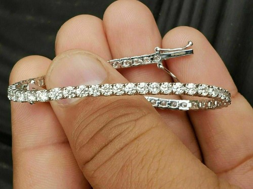 14K White Gold Plated 6Ct Round Cut Lab-Created Diamond Women's Tennis Bracelet